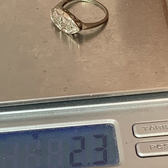 Antique 10k white gold ring with diamond sz 5.5 - Picture 5 of 5